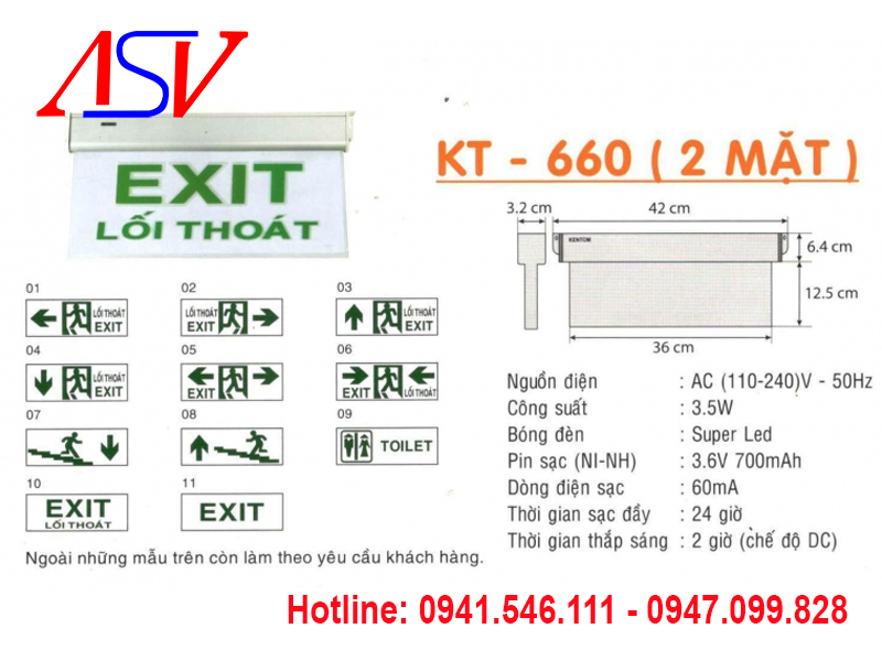 Đèn exit 2 mặt KT660 Kentom
