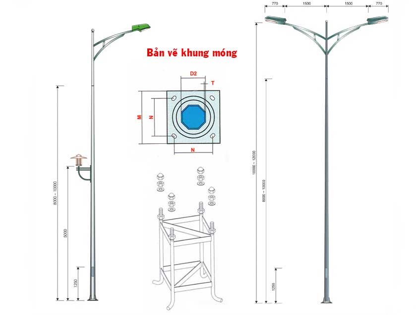 Tiêu chuẩn thiết kế khung móng cột đèn