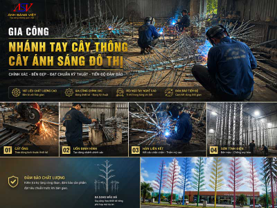 Gia công nhánh tay cột cây thông - cây ánh sáng đô thị