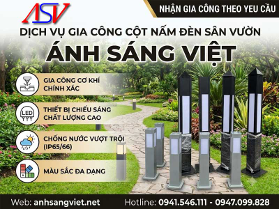 Gia công cột nấm đèn sân vườn: Tinh tế trong từng đường nét cảnh quan